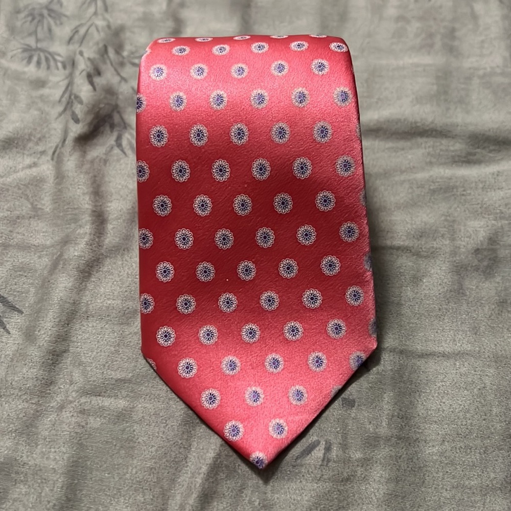 Vintage Valentino Geometric Pink Luxe Silk Tie